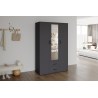 Armoire 'Marc' 3 portes avec miroir gris foncé - Meubles modernes