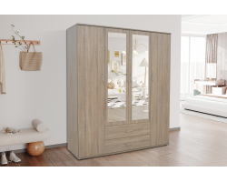 Armoire 'Marc' 4 portes avec miroirs Sonoma - Meubles modernes