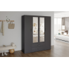 Armoire Marc 4 portes gris foncé avec miroirs - Meuble moderne