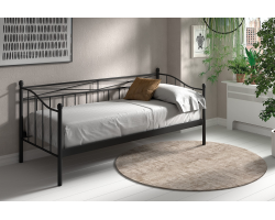 Lit 'Sablo' 90x200 avec sommier noir - Meubles modernes