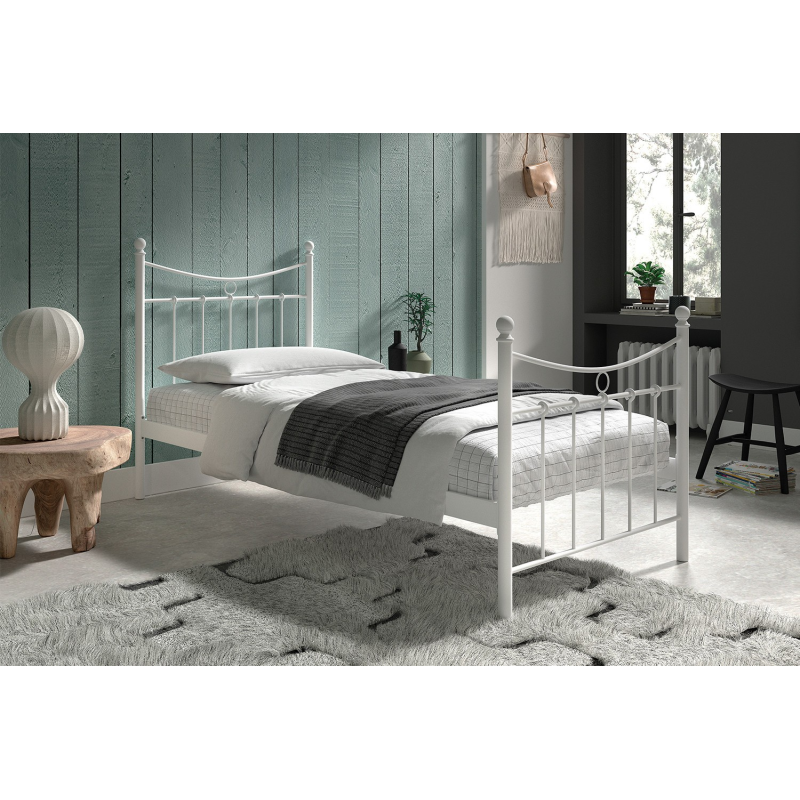 Lit 'Sacha' 90x200 avec sommier blanc - Modernité et confort