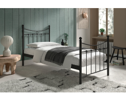 Lit Sacha 90x200 avec sommier noir - Meubles modernes