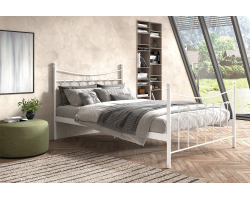 Lit Sacha 140x200 avec sommier blanc - Élégance et confort