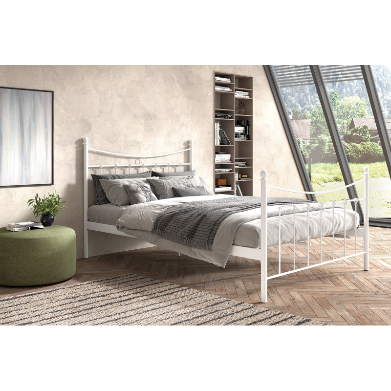 Lit Sacha 140x200 avec sommier blanc - Élégance et confort