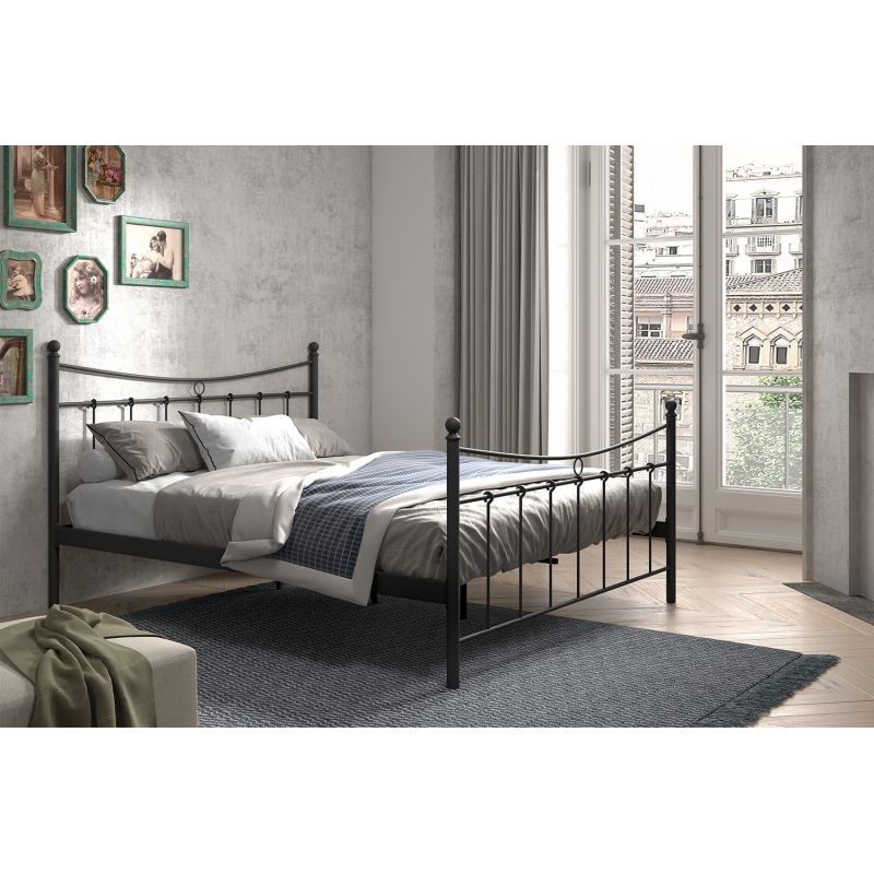 Lit Sacha 160x200 avec sommier noir – Design moderne et confort