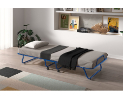 Lit pliable Safari 80x190 cm - Confort et praticité en métal bleu