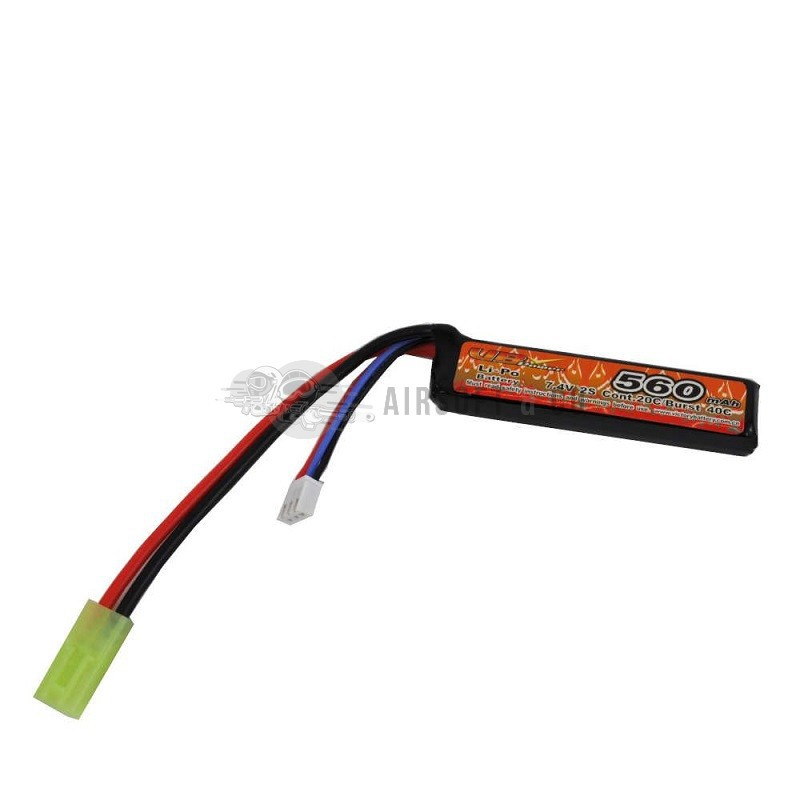Batterie LiPo 7.4 V 560 mAh 20C Burst 40C - Équipement Sportif
