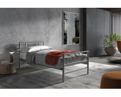 Lit 'Sandro' 90x200 avec sommier gris - Élégance et confort