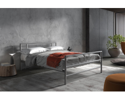 Lit Sandro 140x200 avec sommier gris - Confort et Élégance