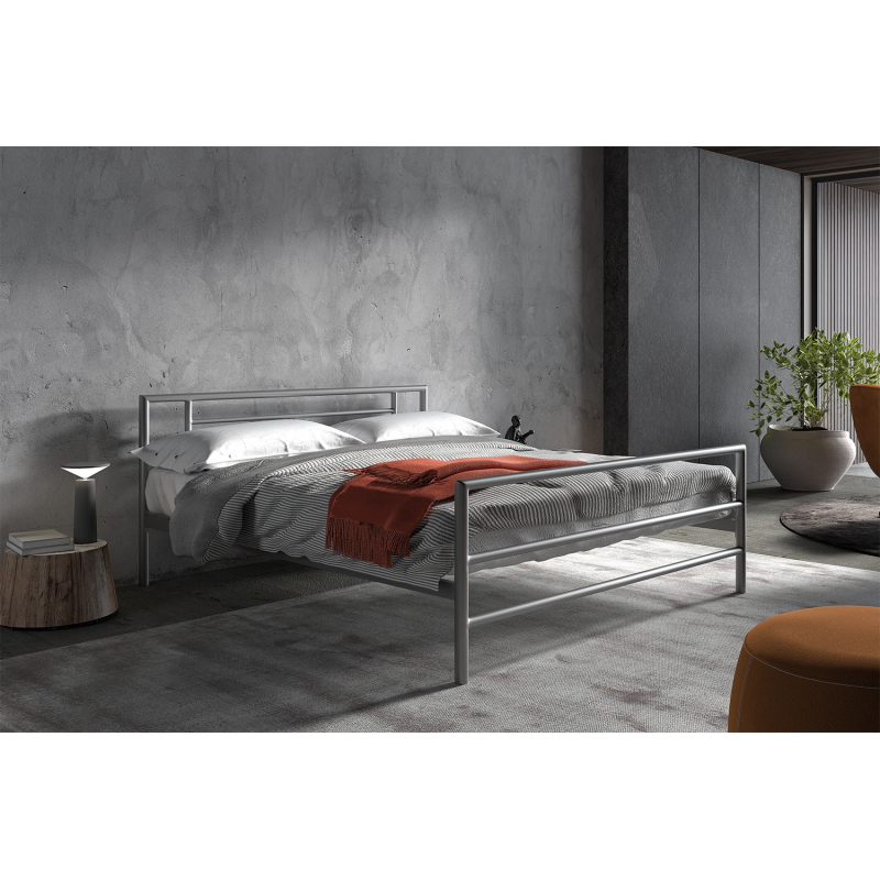 Lit Sandro 160x200 avec sommier gris - Mobilier moderne et durable