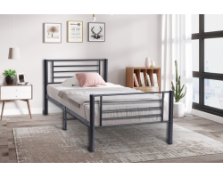 Lit 'Sammy' 90x200 Métal Gris Foncé - Élégance et Confort