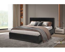 Lit Roma 140x200 avec sommier PU Noir - Meubles modernes