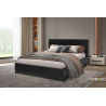 Lit Roma 140x200 avec sommier PU Noir - Meubles modernes