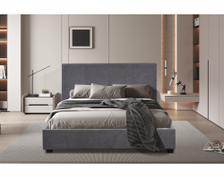 Lit Roma 140x200 avec sommier en tissu gris - Confort et style