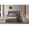 Lit Roma 140x200 avec sommier en tissu gris - Confort et style