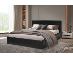 Lit Roma 160x200 avec sommier PU Noir - Meubles Haut de Gamme