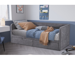 Lit Parma 90x200 avec sommier - Tissu Gris - Meubles Élégants