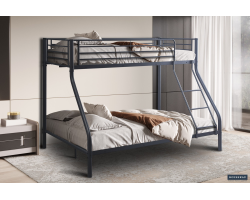 Lit superposé Trio en métal gris foncé - Meubles pratiques et modernes
