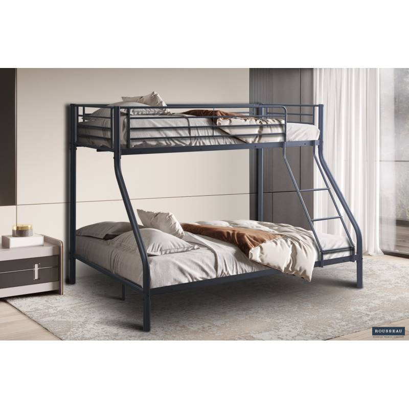 Lit superposé Trio en métal gris foncé - Meubles pratiques et modernes
