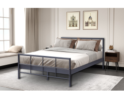 Lit Davy 140x200 Métal Gris Foncé - Élégance et Confort