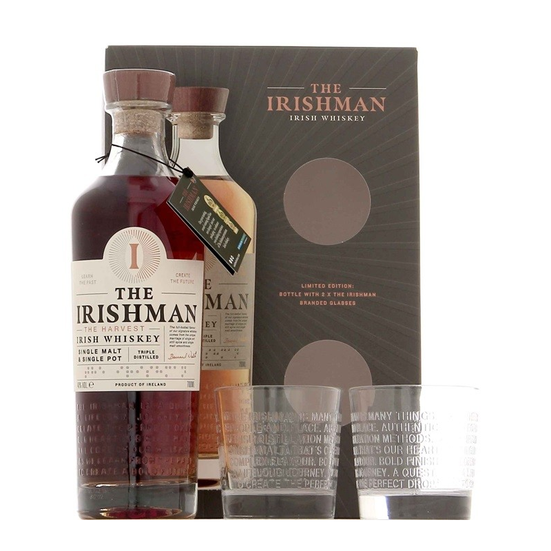 Irishman The Harvest Cof 70 cl - Whisky irlandais haut de gamme avec 2 verres