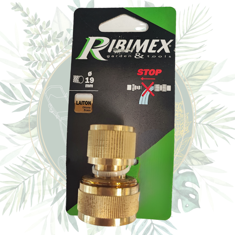 Raccord rapide Aquastop 19 mm en laiton massif pour jardin