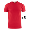 Tee shirt manches courtes rouge Heavy RSX - Lot de 5 | Vêtements