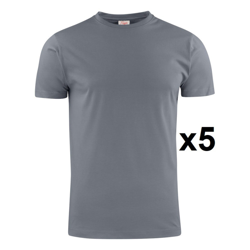 Tee shirt manches courtes gris Heavy RSX - Lot de 5 | Vêtements homme