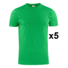 Tee shirt manches courtes vert Heavy RSX - Lot de 5 pour hommes