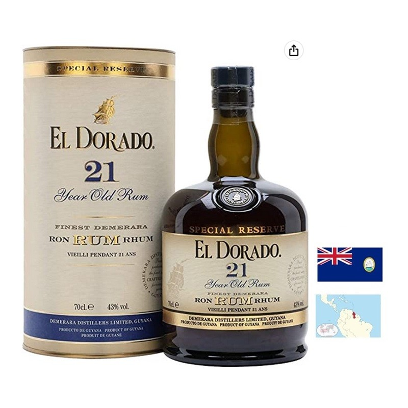 EL DORADO 21 ans Rhum Guyane Britannique 70 cl - Découvrez l'Excellence
