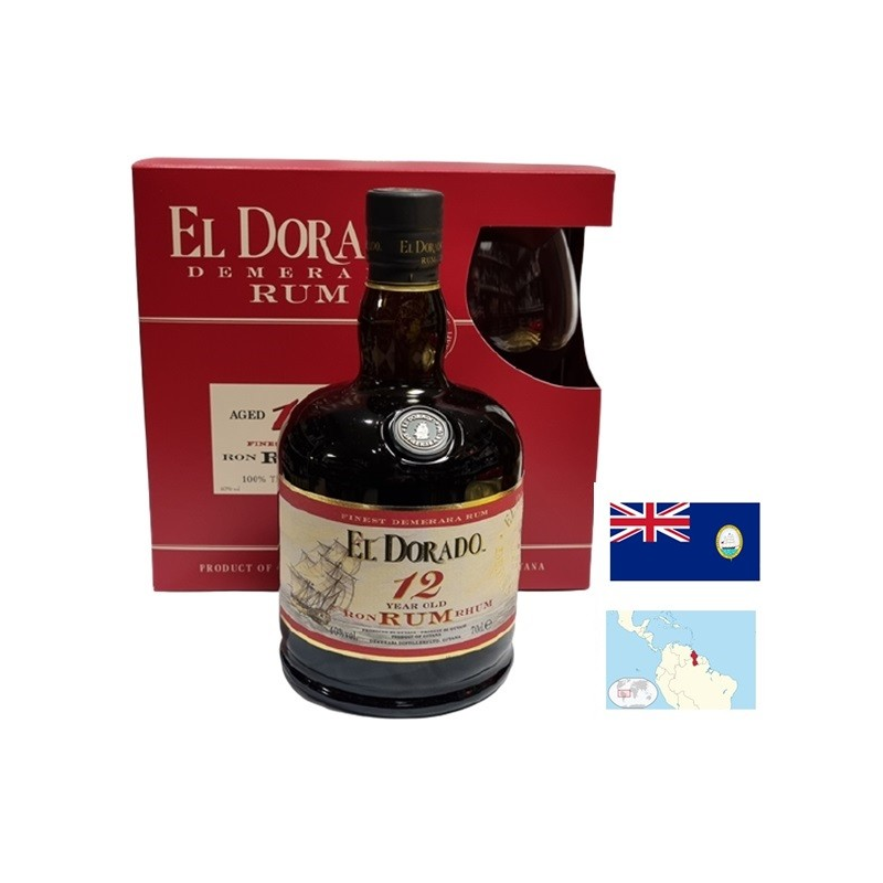 Rhum El Dorado 12 ans - Coffret 1 verre 70cl - Guyane