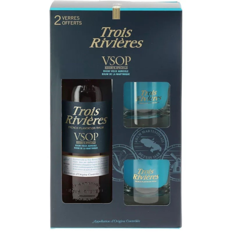 TROIS RIVIERES VSOP : Rhum Agricole de Martinique 70cl 40° avec 2 Verres