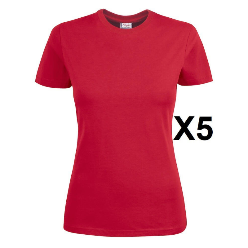 Tee shirt manches courtes femme rouge Heavy RSX - Lot de 5
