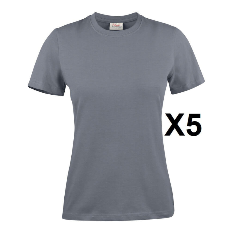 Tee shirt manches courtes femme gris Heavy RSX - Lot de 5