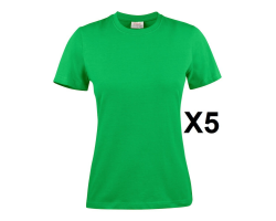 Tee shirt manches courtes femme vert Heavy RSX | Lot de 5