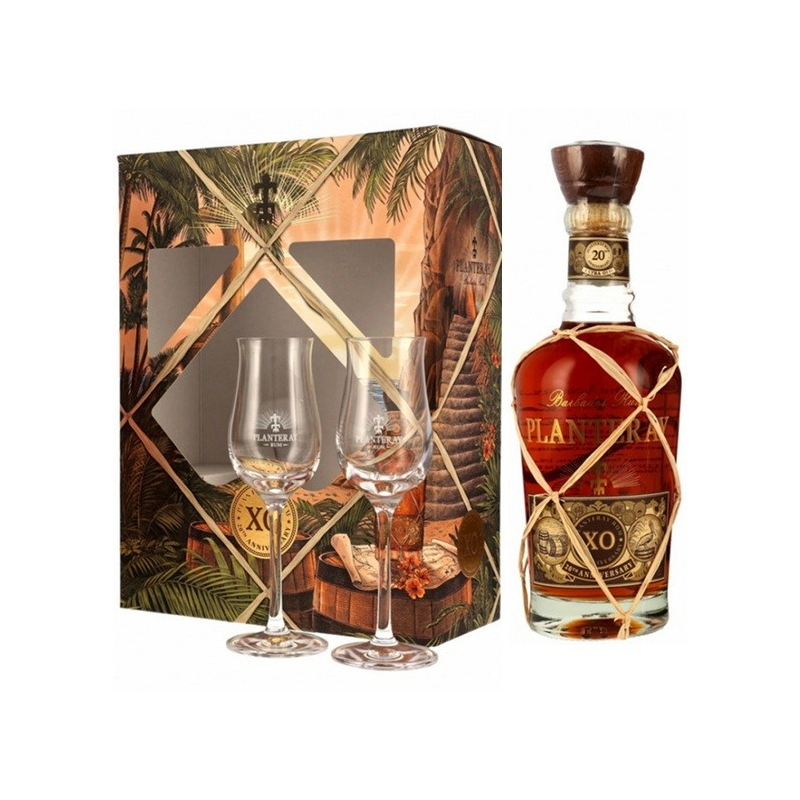 Rhum PLANTERAY XO Barbade 20°Anniversaire - Coffret 2 Verres