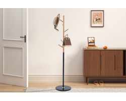 Porte-manteaux 'Viola' Noir mat en bois de hêtre et métal