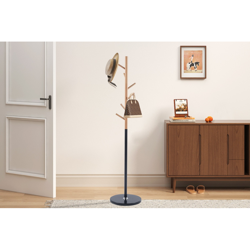 Porte-manteaux 'Viola' Noir mat en bois de hêtre et métal