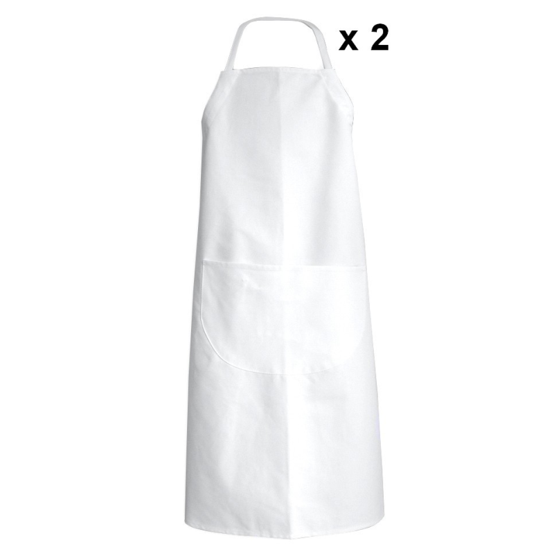 Tablier de cuisine coton blanc Ciboulette LMA en lot de 2