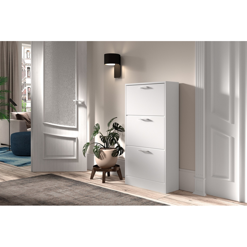 Rangement chaus. 'Carini' 3 tiroirs blanc - Meubles modernes