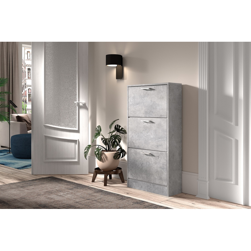 Rangement chaus. 'Carini' 3 tiroirs Béton - Meubles modernes