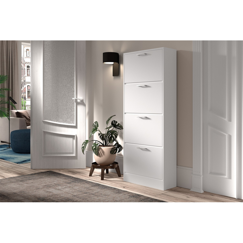 Rangement chaus. 'Carini' 4 tiroirs blanc - Meuble élégant et pratique