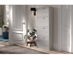 Rangement chaus. 'Carini' 4 tiroirs en chêne gris - Meubles de qualité