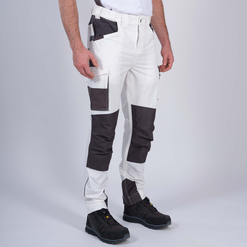 Pantalon de travail blanc Leonard Nine Worths - Confort et résistance