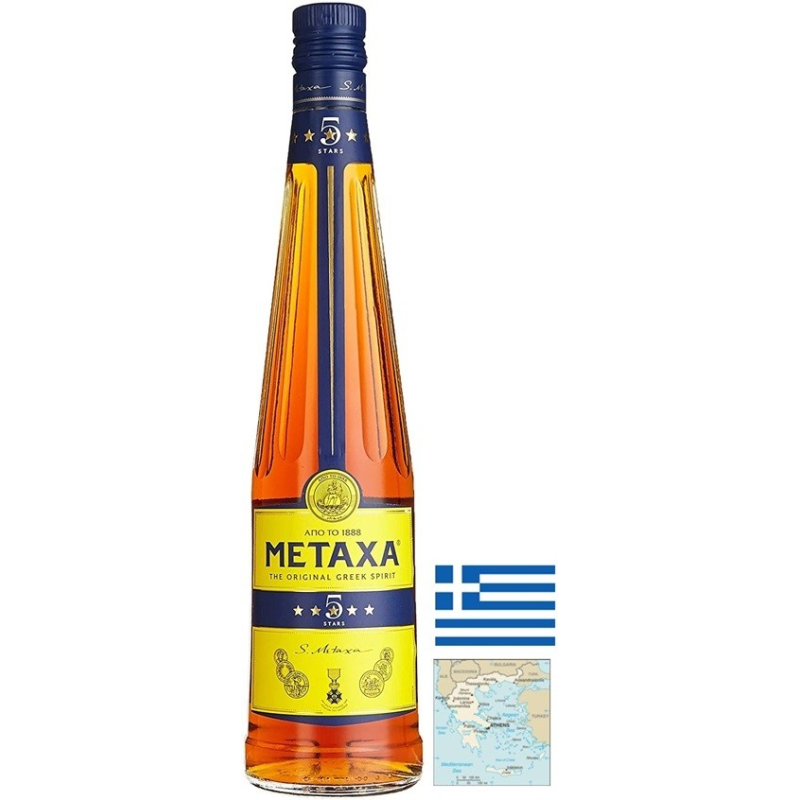 METAXA 5 Stars - Eau de vie grecque haut de gamme | 70 cl | 38°
