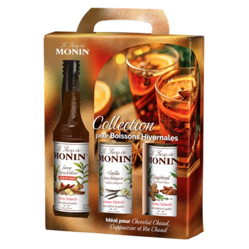 Coffret boissons hivernales Monin sirops 3x25cl - Saveurs authentiques