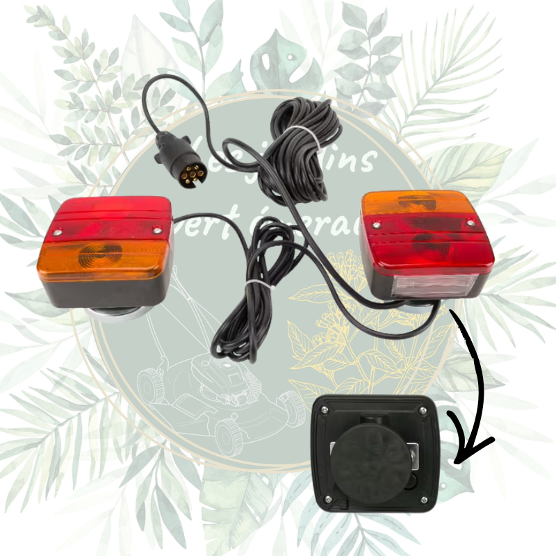 Jeu de feux remorque magnétique 12V halogène avec câble de 7,5 m