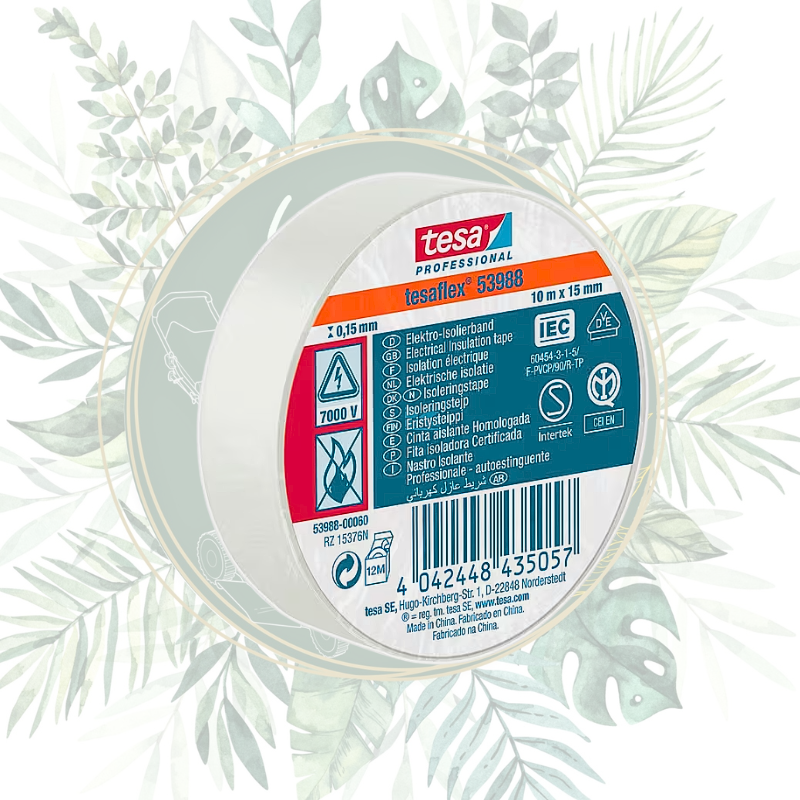 Ruban isolant électrique blanc PVC 10m x 15mm - Jardin