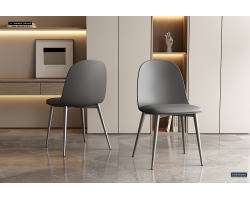 Chaise 'Jasmin' Assise PP Coussin PU Gris - Confort et Élégance