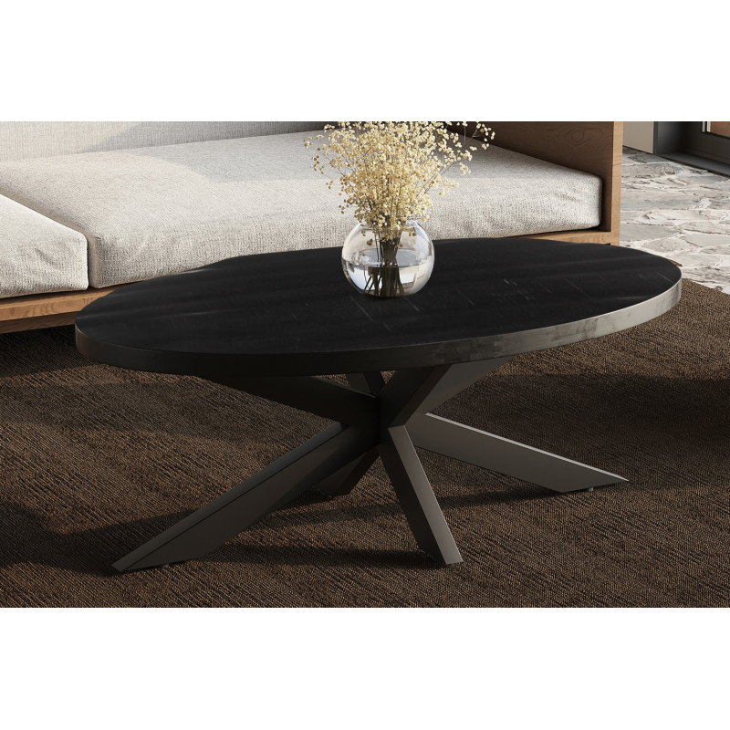 Table basse 'Madeira' en bois de manguier noir - Design élégant